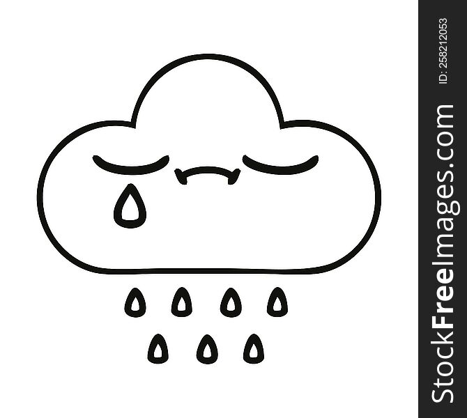 Line Drawing Cartoon Rain Cloud