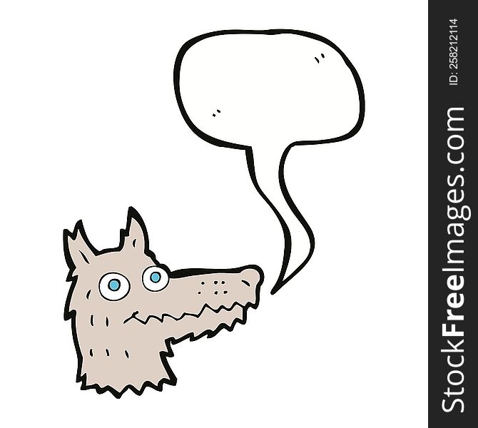cartoon wolf head with speech bubble