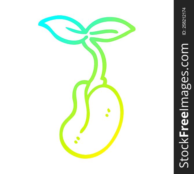 cold gradient line drawing of a cartoon seedling
