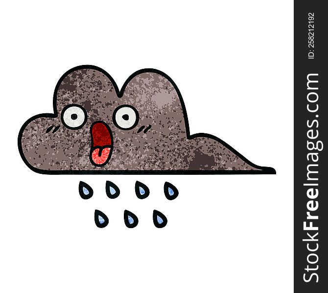 Retro Grunge Texture Cartoon Storm Rain Cloud