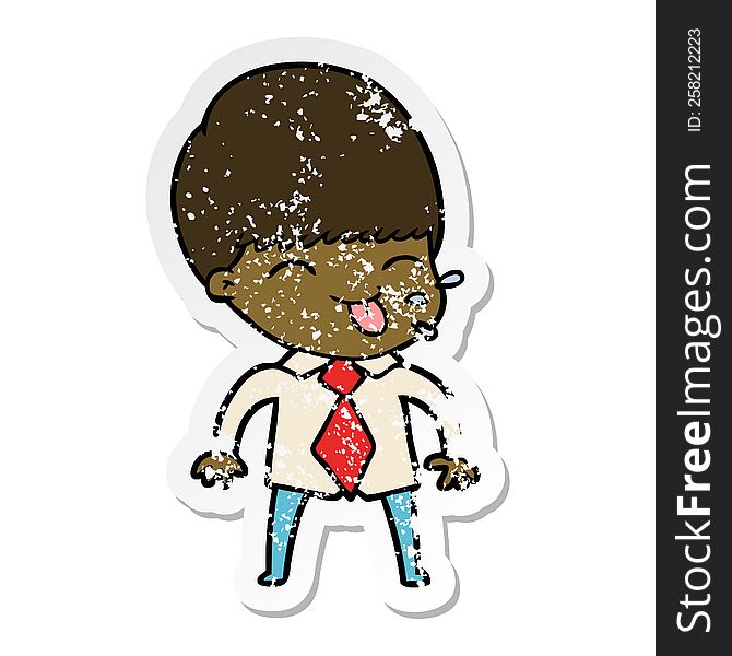 distressed sticker of a cartoon rude man