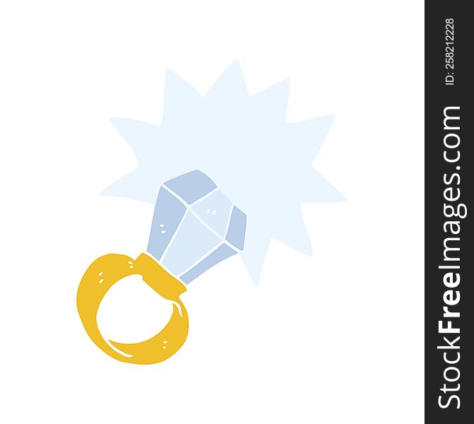 Flat Color Illustration Of A Cartoon Huge Engagement Ring