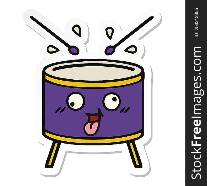 sticker of a cute cartoon drum