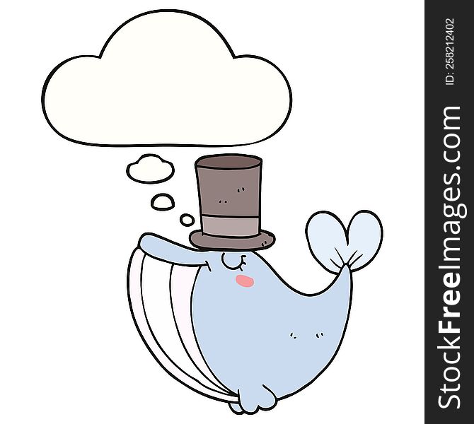 cartoon whale with top hat with thought bubble