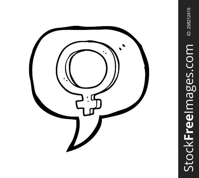 freehand drawn speech bubble cartoon female symbol