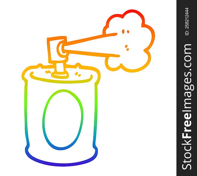 rainbow gradient line drawing of a cartoon spraypaint can