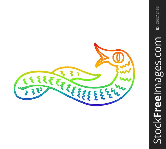 Rainbow Gradient Line Drawing Cartoon Medieval Snake