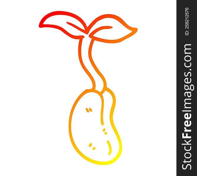 warm gradient line drawing of a cartoon seedling