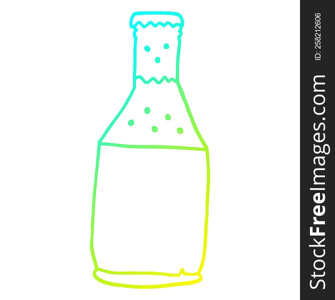 Cold Gradient Line Drawing Cartoon Beer Bottle