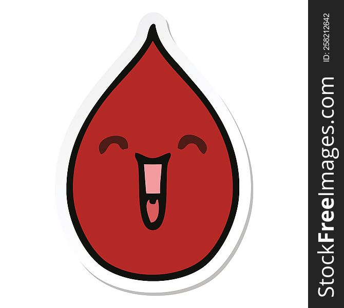 Sticker Of A Quirky Hand Drawn Cartoon Emotional Blood Drop