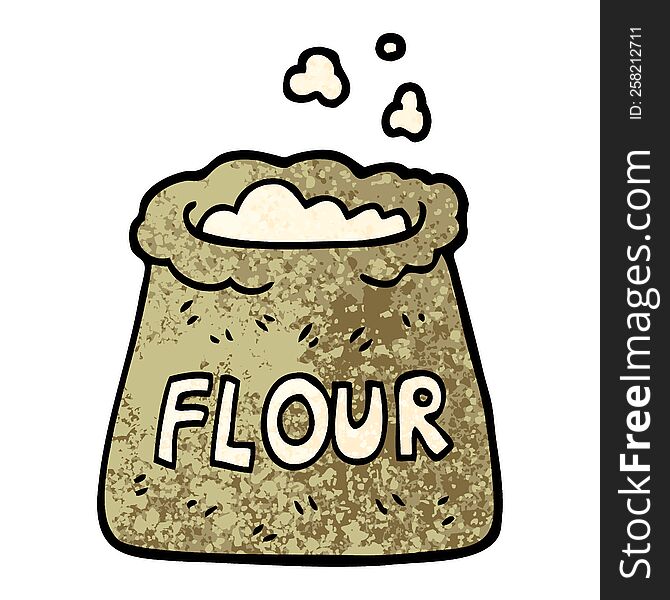 grunge textured illustration cartoon bag of flour