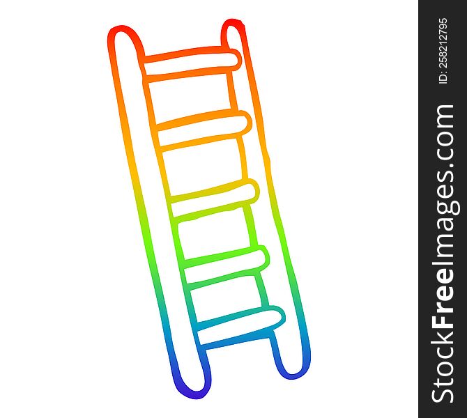 rainbow gradient line drawing of a cartoon ladder