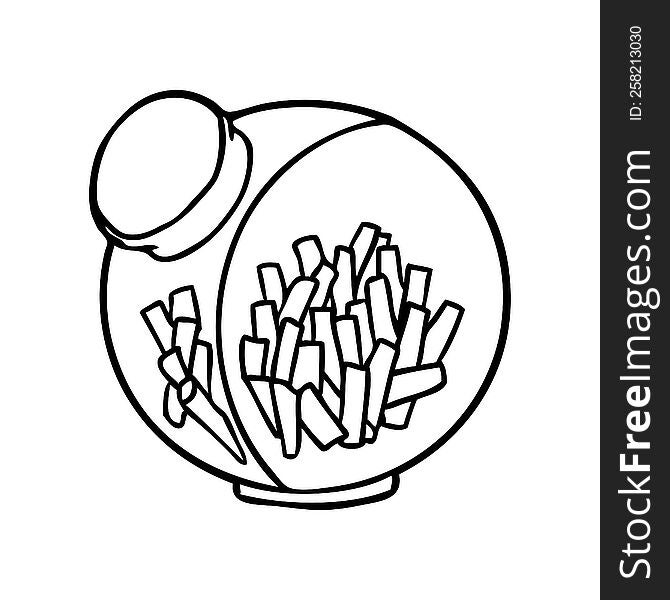 line drawing of a candy in a sweet jar. line drawing of a candy in a sweet jar
