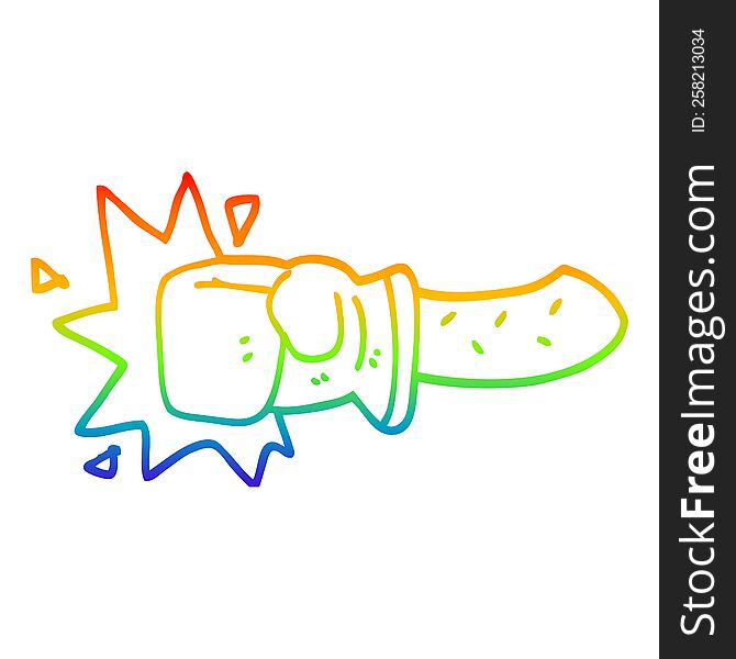 Rainbow Gradient Line Drawing Cartoon Punch