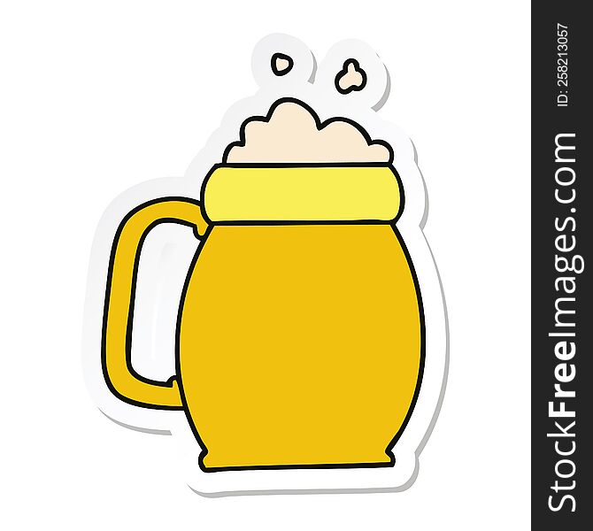 sticker of a quirky hand drawn cartoon pint of beer