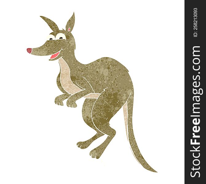 freehand retro cartoon kangaroo