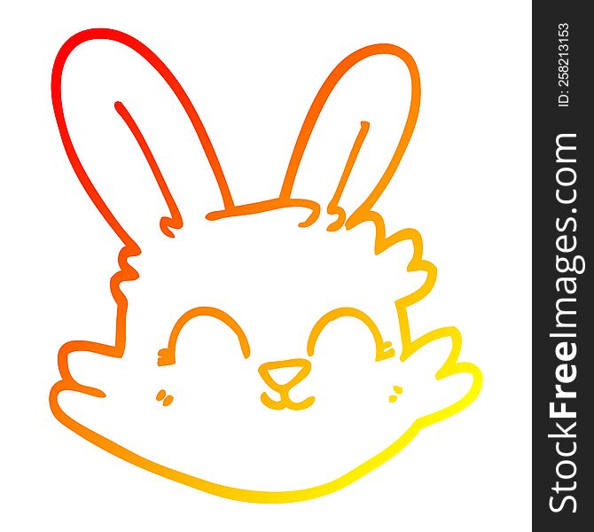 Warm Gradient Line Drawing Cartoon Happy Rabbit