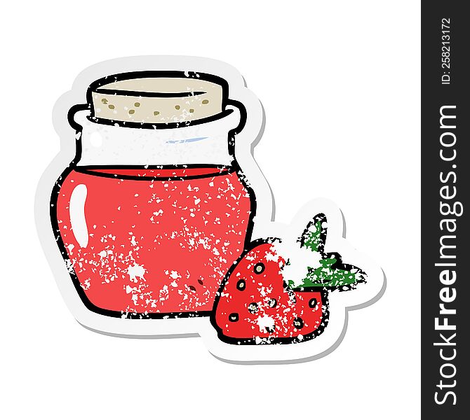 Distressed Sticker Of A Cartoon Jam Jar