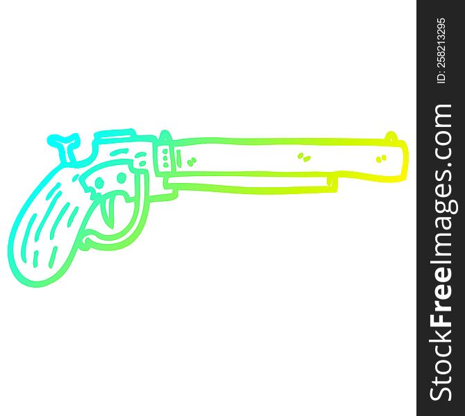 cold gradient line drawing cartoon old pistol