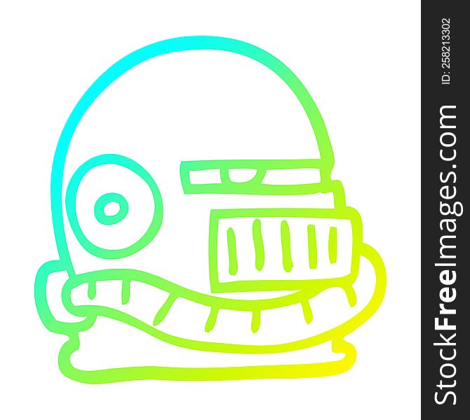 cold gradient line drawing of a cartoon futuristic helmet