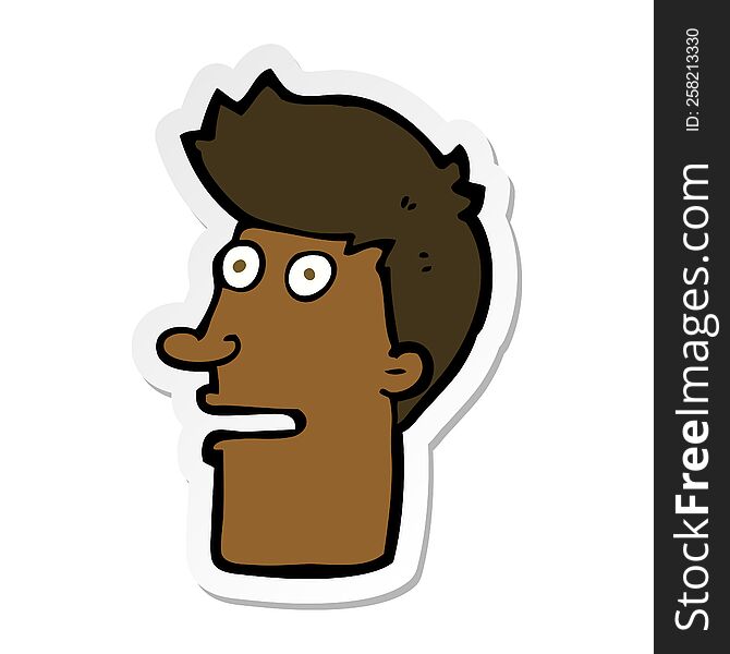 sticker of a cartoon shocked male face