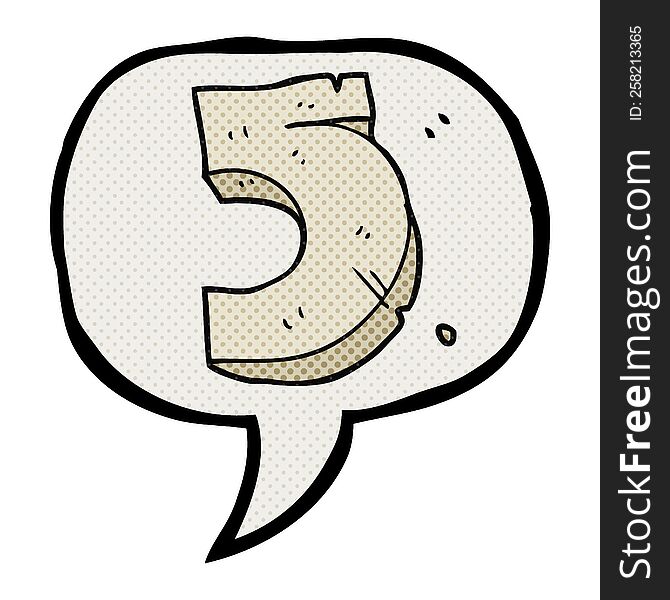 freehand drawn comic book speech bubble cartoon stone number five