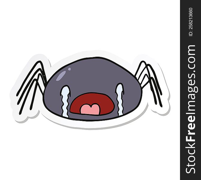 sticker of a cartoon crying spider
