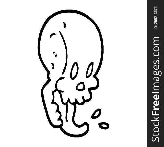 Line Drawing Cartoon Crazy Skull