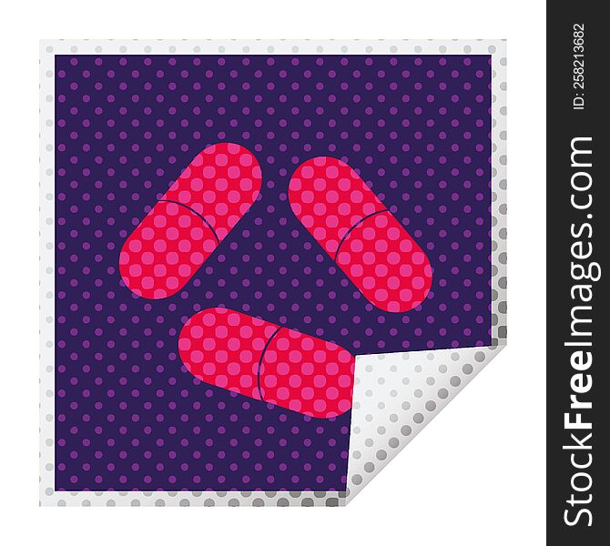 pills vector illustration square peeling sticker. pills vector illustration square peeling sticker