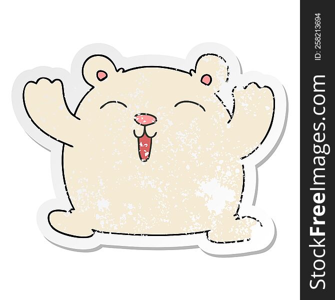 Distressed Sticker Of A Quirky Hand Drawn Cartoon Funny Polar Bear