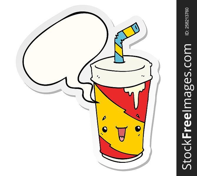Cartoon Soda Cup And Speech Bubble Sticker