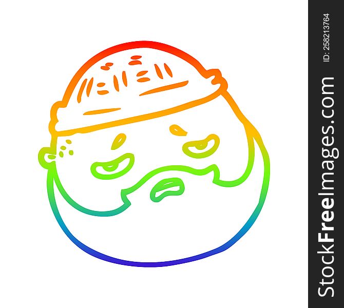 rainbow gradient line drawing of a cartoon male face with beard