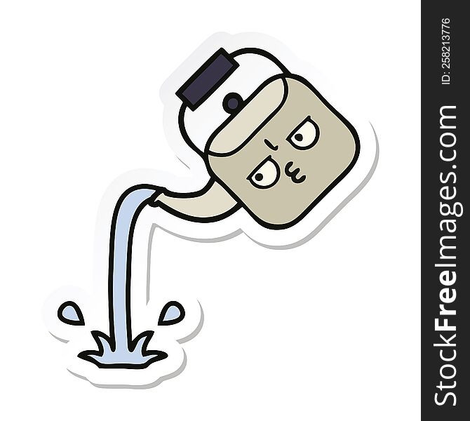 sticker of a cute cartoon pouring kettle