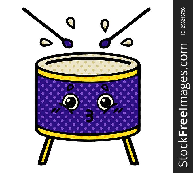 comic book style cartoon of a drum