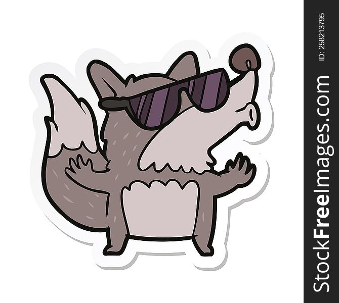 Sticker Of A Cartoon Cool Werewolf Howling