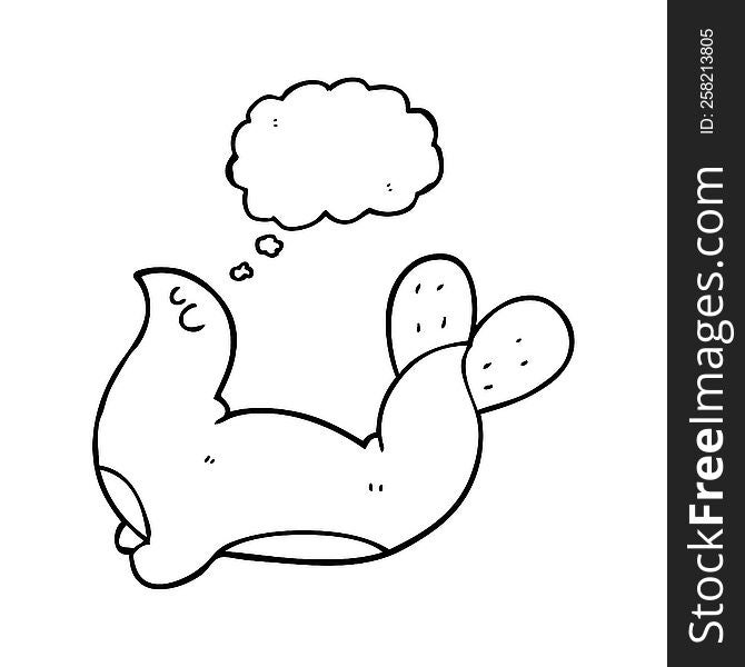 freehand drawn thought bubble cartoon seal