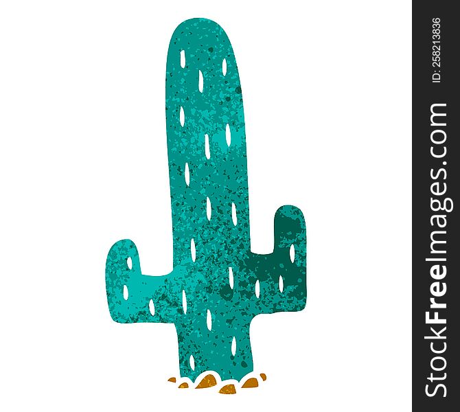 Retro Cartoon Doodle Of A Cactus