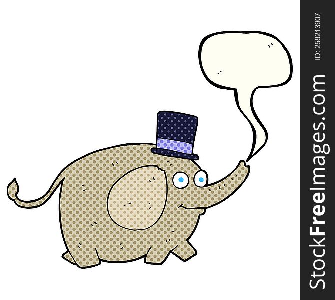 freehand drawn comic book speech bubble cartoon elephant
