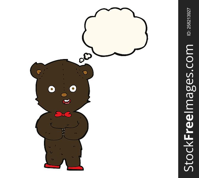 Cartoon Teddy Black Bear With Thought Bubble
