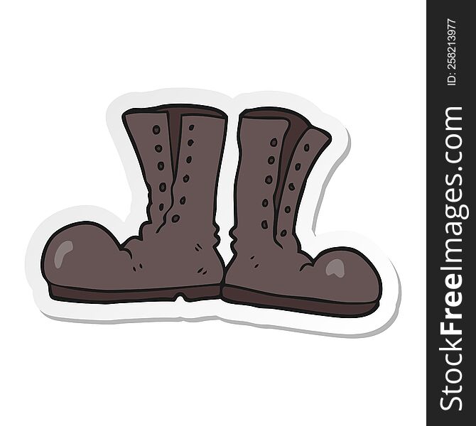 sticker of a cartoon shiny army boots