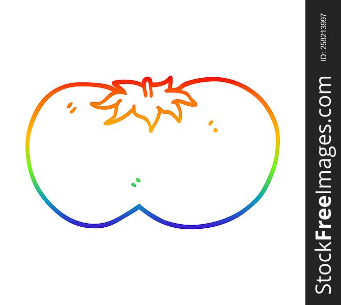 rainbow gradient line drawing of a cartoon huge tomato