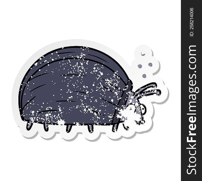 distressed sticker of a huge cartoon bug