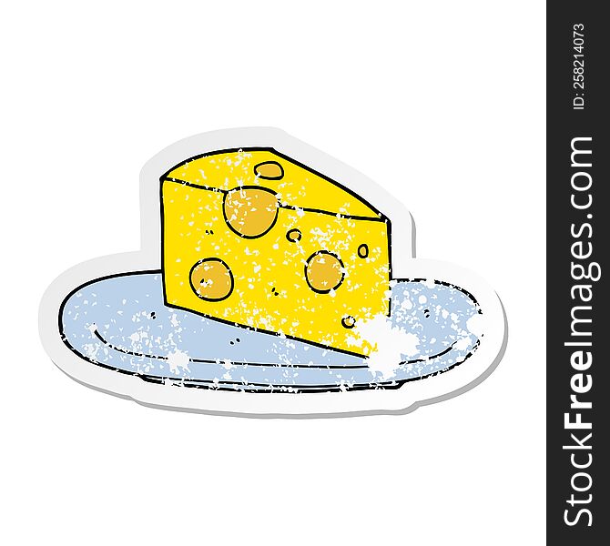 Distressed Sticker Of A Cartoon Cheese