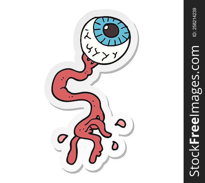 Sticker Of A Cartoon Gross Eyeball