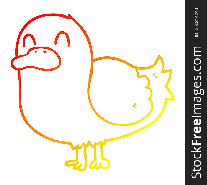 warm gradient line drawing of a cartoon duck