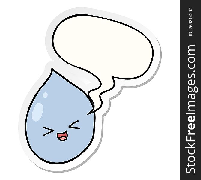 cartoon raindrop with speech bubble sticker. cartoon raindrop with speech bubble sticker