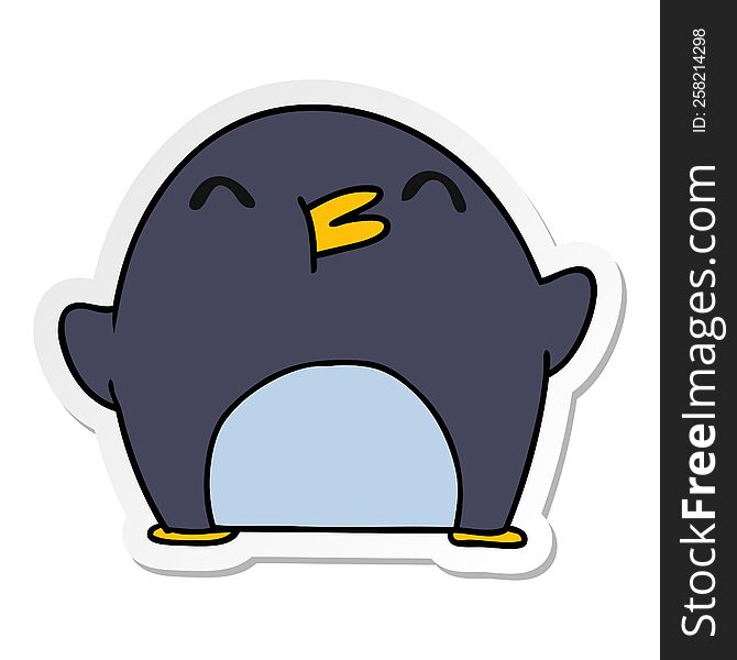 freehand drawn sticker cartoon cute kawaii penguin. freehand drawn sticker cartoon cute kawaii penguin