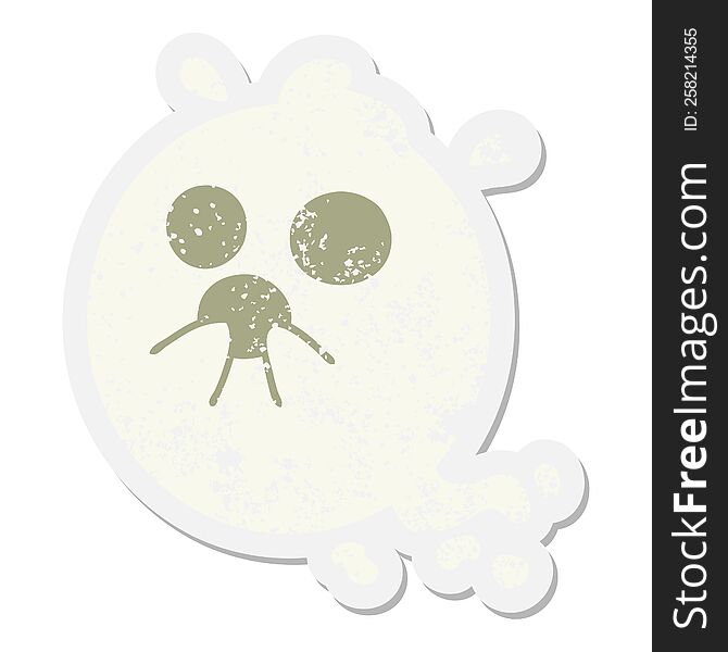 Cute Frightened Ghost Grunge Sticker