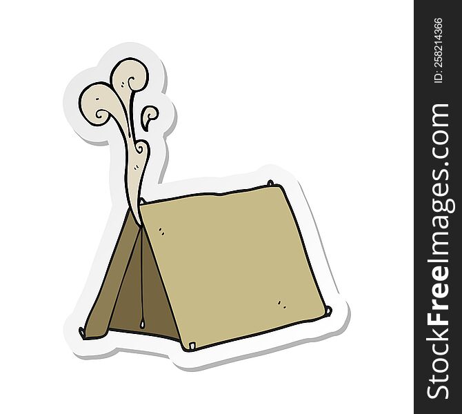 sticker of a cartoon old smelly tent