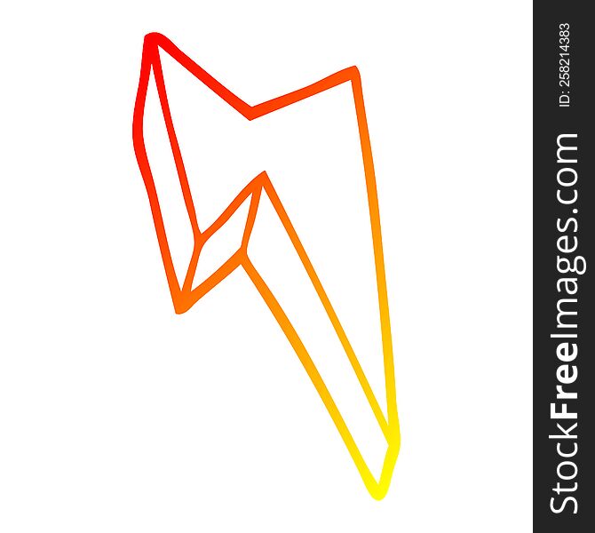 warm gradient line drawing of a cartoon decorative lightning bolt